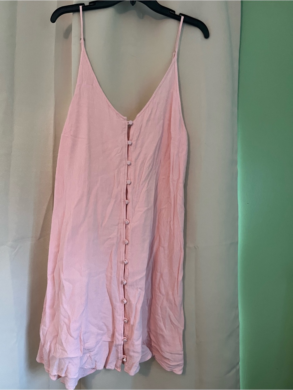 Roxy Pink Button-Front Slip Dress. Size Large. Never Worn.